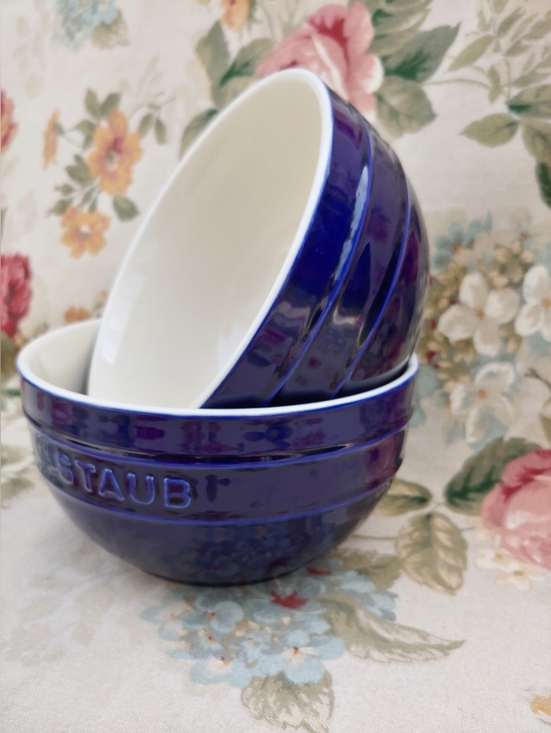 Staub Other - STAUB 2 Piece 6.5 Inch Universal Vitreous Glass Porcelain Bowl Set in Dark Blue